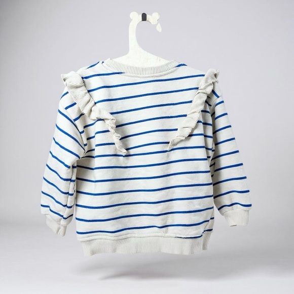 [KID] ZARA Toddler Sweater 9-12M Stripe Ruffle Pullover - Picture 3 of 8